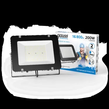 Прожектор светодиодный Elementary 200W 16800lm 6500К 200-240V IP65 черный LED 1/2 | 691511200 | Gauss