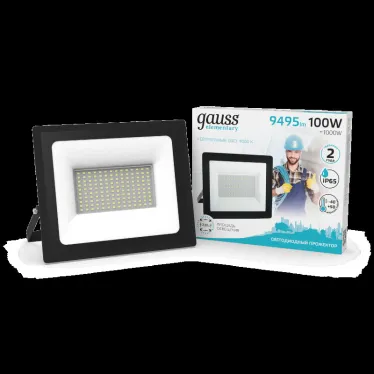 Прожектор светодиодный Elementary 100W 9475lm 4000К 175-265V IP65 черный LED 1/4 | 613100110 | Gauss