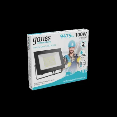 Прожектор светодиодный Elementary 100W 9475lm 4000К 175-265V IP65 черный LED 1/4 | 613100110 | Gauss