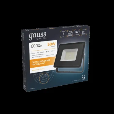 Прожектор светодиодный  Qplus 50W 6000lm 3000K 175-265V IP65 черный LED 1/10 | 613511150 | Gauss