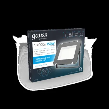 Прожектор светодиодный Qplus 150W 18000lm 6500K 175-265V IP65 графитовый LED 1/4 | 690511150 | Gauss