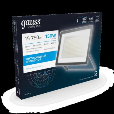 Прожектор светодиодный Qplus 150W 18000lm 6500K 175-265V IP65 графитовый LED 1/4 | 690511150 | Gauss