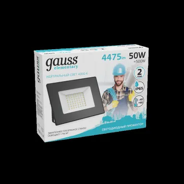 Прожектор светодиодный  Elementary 50W 4475lm 4000К 200-240V IP65 черный LED 1/10 | 613100250 | Gauss