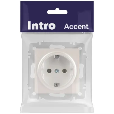 Розетка Intro Accent 6-202-06 2P+E Schuko, 16А-250В, IP20, СУ, перламутр