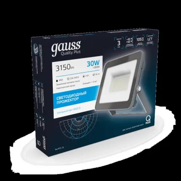 Прожектор светодиодный Qplus 30W 2550lm 6500K 200-240V IP65 графитовый LED 1/10 | 690511330 | Gauss