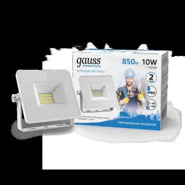 Прожектор светодиодный Gauss LED 10W 700lm IP65 6500К белый | 613120310 | Gauss