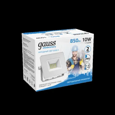 Прожектор светодиодный Gauss LED 10W 700lm IP65 6500К белый | 613120310 | Gauss