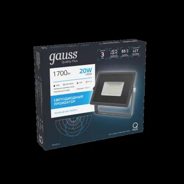 Прожектор светодиодный Qplus 20W 1700lm 6500K 200-240V IP65 графитовый LED 1/20 | 690511320 | Gauss