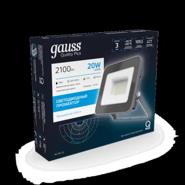 Прожектор светодиодный Qplus 20W 1700lm 6500K 200-240V IP65 графитовый LED 1/20 | 690511320 | Gauss