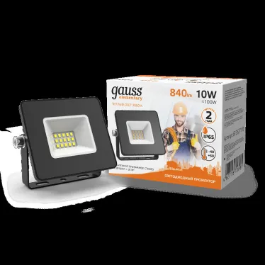 Прожектор светодиодный Gauss LED 10W 670lm IP65 3000К черный | 613527110 | Gauss