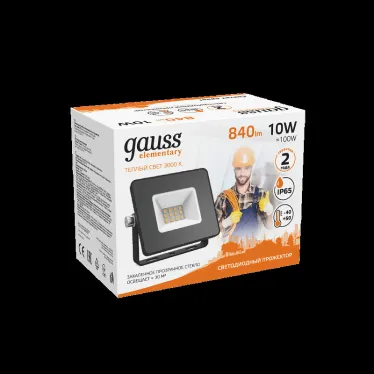 Прожектор светодиодный Gauss LED 10W 670lm IP65 3000К черный | 613527110 | Gauss