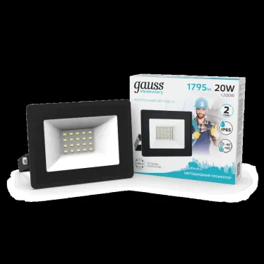 Прожектор светодиодный Elementary 20W 1745lm 4000К 200-240V IP65 черный LED 1/20 | 613100220 | Gauss