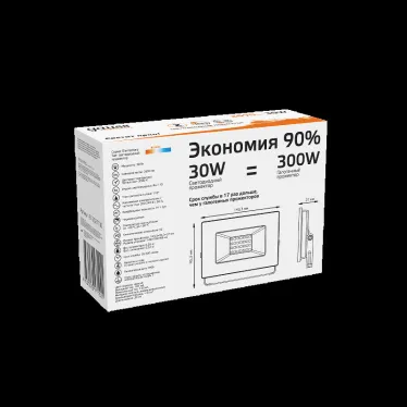 Прожектор светодиодный Gauss LED 30W 2000lm IP65 3000К черный | 613527130 | Gauss
