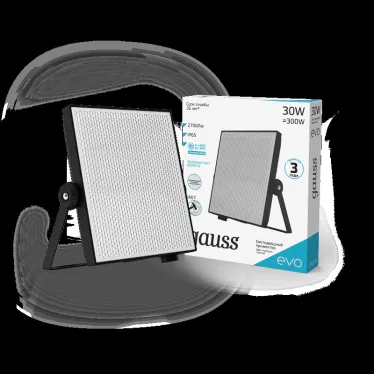 Прожектор светодиодный EVO 30W 2700 lm IP65 6500К, IK07, черный 1/30 | 687511330 | Gauss