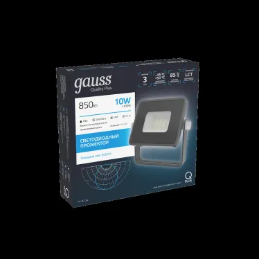 Прожектор светодиодный Qplus 10W 850lm 6500K 200-240V IP65 графитовый LED 1/20 | 690511310 | Gauss