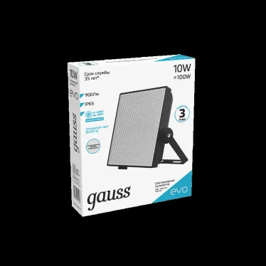 Прожектор светодиодный EVO 10W 900 lm IP65 6500К, IK04, черный 1/30 | 687511310 | Gauss