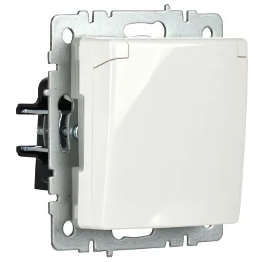 BRITE Розетка с заземлением с защитными шторками и крышкой 16А IP44 РСбш10-3-44-БрБ белый