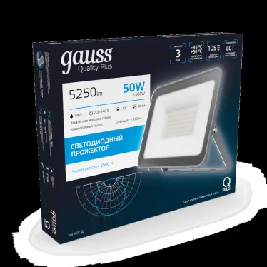 Прожектор светодиодный  Qplus 50W 4250lm 6500K 200-240V IP65 графитовый LED 1/10 | 690511350 | Gauss