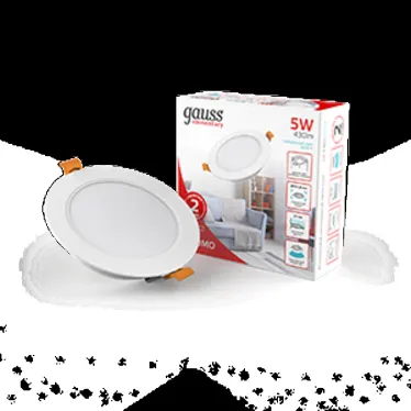 Светильник встраиваемый downlight Elementary круг 5W 430lm 4000K 210-240V IP20 95*38 монтаж белый LED 1/100 | 9100420205 | Gauss