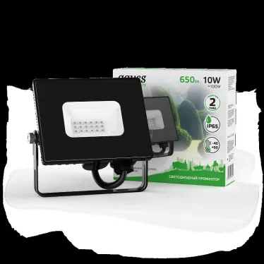 Прожектор светодиодный Elementary 10W 650lm зеленого свечения 175-265V IP65 черный LED 1/20 | 613100610 | Gauss
