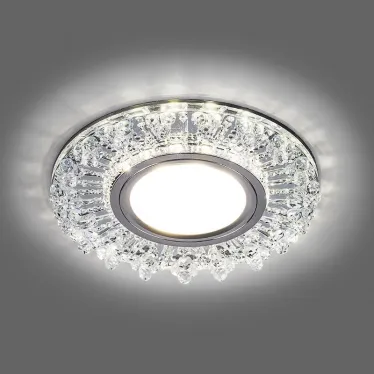 Светильник точечный встраиваемый под лампу, с LED подсветкой CD944 15LED*2835SMD 4000K, MR16 50W G5.3, прозрачный, хром | 32992 | FERON