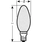 Лампа накаливания ЛОН 40Вт Е14 220В CLASSIC B FR свеча | 4008321410870| Osram