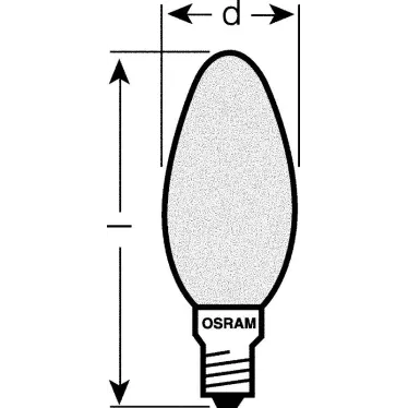 Лампа накаливания ЛОН 40Вт Е14 220В CLASSIC B FR свеча | 4008321410870| Osram