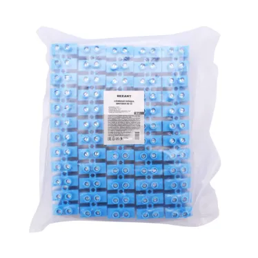 Колодка клеммная винтовая KВ-40 25-40, ток 100 A, полиэтилен синий 10шт, REXANT