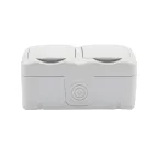 Блок горизонтальный 2 розетки (керамика) Mini OG IP54 с заземлением, о/у, белый