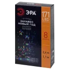 Гирлянда занавес ЕGNIG - NY Новый год, мультиколор, 2,4 м* 1,1 м, 220 V, 8 реж, длина провода 3м, 171 LED, IP20 | Б0055998 | ЭРА
