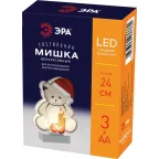 Новогодний декоративный светильник Мишка  EGNDS-07   холодный белый диодов , h 24 см, 3*АА, IP20 | Б0051931 | ЭРА