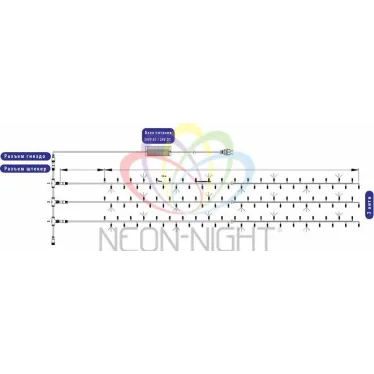 Гирлянда "LED ClipLight" 24V, 3 нити по 20 м, свечение с динамикой, цвет диодов Белый | 323-305 | NEON-NIGHT