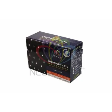 Гирлянда "Сеть" 1х1,5м, черный ПВХ, 160 LED Мультиколор | 215-119 | NEON-NIGHT