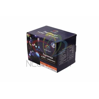 Гирлянда "Мультишарики" Ø17,5 мм, 10 м, черный ПВХ, 100 диодов, цвет RGB | 303-509-2 | NEON-NIGHT
