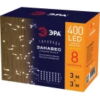 Гирлянда световая  Занавес 3*3 м, ЕNIG - 400W  , 400 диодов, теплый белый, 8 режимов, 220V, IP20 | Б0051873 | ЭРА