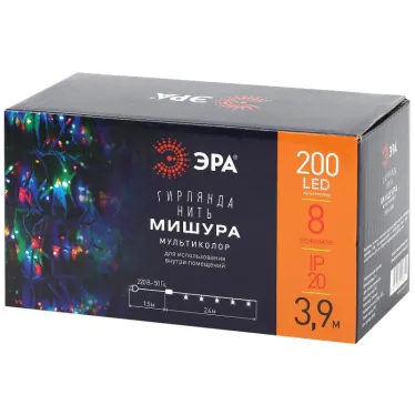 Гирлянда светодиодная  Мишура 3.9 м белый провод, мультиколор, ENIN - WM   220V IP20 (24/576) | Б0047972 | ЭРА