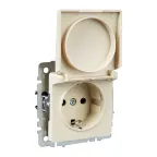 BRITE Розетка с заземлением с защитными шторками и крышкой 16А IP20 РСбш10-3-БрКр бежевый