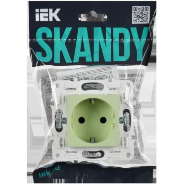 SKANDY Розетка с заземлением с защитными шторками 16А SK-R04G мятный IEK
