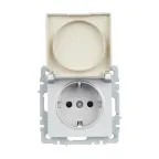 BRITE Розетка с заземлением с защитными шторками и крышкой 16А IP44 РСбш10-3-44-БрА алюминий