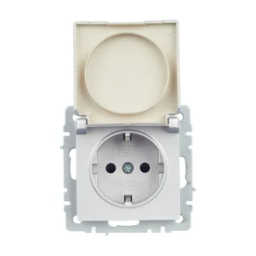 BRITE Розетка с заземлением с защитными шторками и крышкой 16А IP44 РСбш10-3-44-БрА алюминий