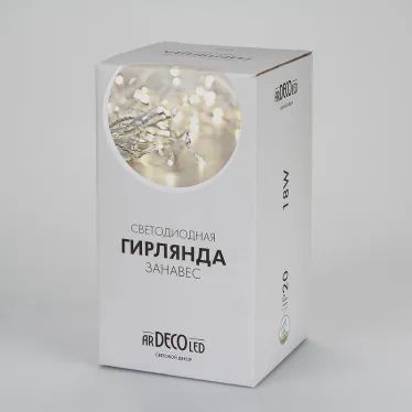 Светодиодная гирлянда ARD-CURTAIN-HOME-2000x2500-CLEAR-300LED White (230V, 12W) | 024834 | Arlight