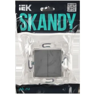SKANDY Выключатель 2-клавишный проходной с индикацией 10А SK-V10Gr серый IEK