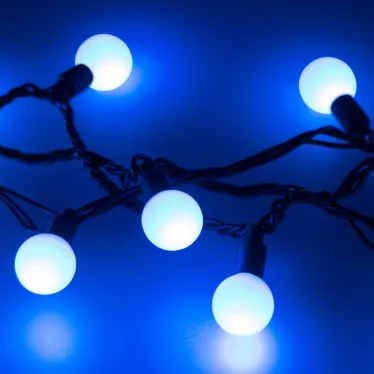 Светодиодная гирлянда ARD-BALL-CLASSIC-D23-10000-BLACK-80LED BLUE (230V, 3.5W) | 025600 | Arlight