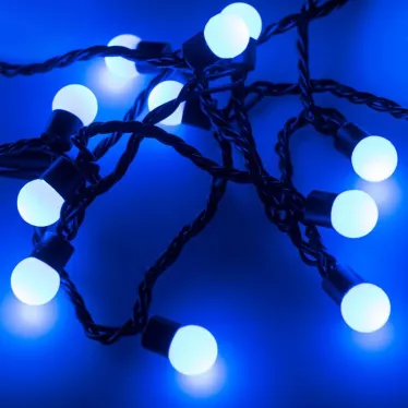 Светодиодная гирлянда ARD-BALL-CLASSIC-D17.5-10000-BLACK-100LED BLUE (230V, 7W) | 025582 | Arlight