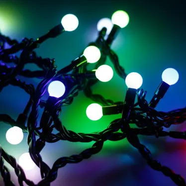 Светодиодная гирлянда ARD-BALL-CLASSIC-D13-10000-BLACK-100LED RGB (230V, 7W) | 025573 | Arlight
