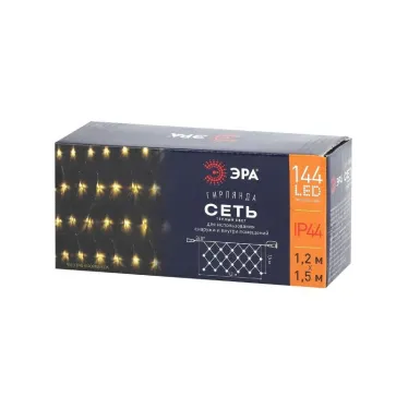 Гирлянда светодиодная  Сеть 1,2м*1,5м теплый свет, ENOS-01B   24V, IP44 (60/720) | Б0041909 | ЭРА