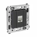 Avanti Компьютерная розетка RJ-45 без шторки в стену, кат.6А одинарная экранированная, Черный матовый