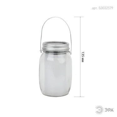 Cветильник садовый декоративный SL-GL14-JAR-2 на солнечной батарее, стекло, металл, прозрачный, 13,5 см | Б0032579 | ЭРА