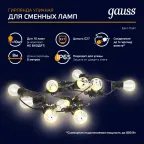Гирлянда "Белт Лайт" серия Holiday для сменных ламп Е27, 10 ламп, 8 м, IP65, черный, 1/8 | HL070 | Gauss