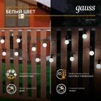 Гирлянда светодиодная "Белт Лайт" серия Holiday, 10 ламп, 7,7 м, IP44, белый, 1/6 | HL062 | Gauss